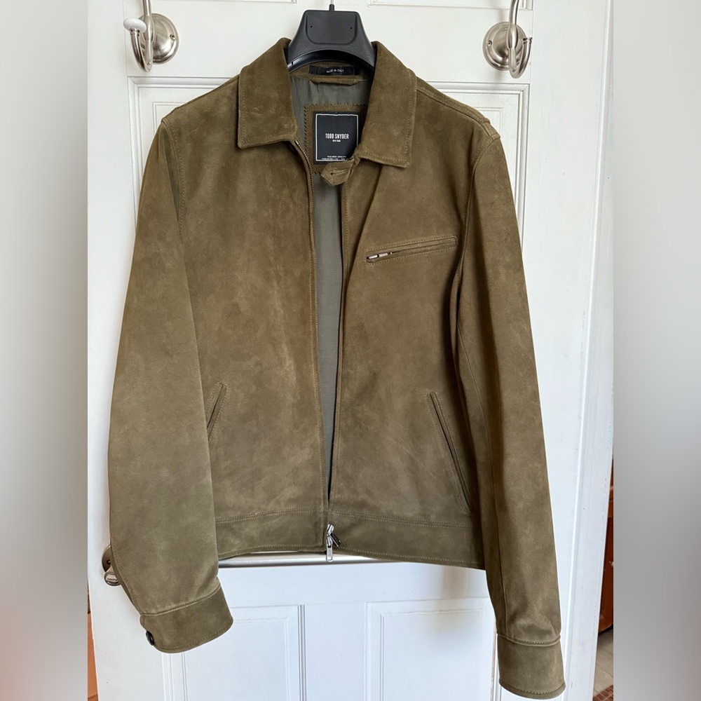Todd Snyder Suede Dean Jacket - Made in Italy - Olive Green
